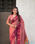 Pure Silk Saree Traditional Paithani Zari Woven Wedding Saree for Women Festive Party Wear Ethnic Designer Saree