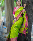 Sakshi Deshmukh in our Green Contrast Zari Woven Chandrakor Yeola Paithani Silk Saree