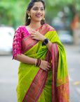 Sakshi Deshmukh in our Green Contrast Zari Woven Chandrakor Yeola Paithani Silk Saree