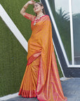 Mustard Orange Soft Kashmiri Silk Zari Woven Saree