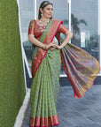 Faded Green Soft Kashmiri Silk Zari Woven Saree