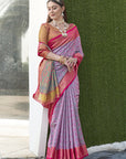 Lavender Soft Kashmiri Silk Zari Woven Saree