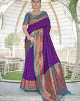 Warm Purple Contrast 1000 Butti Zari Woven Paithani Silk Saree