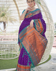 Warm Purple Contrast 1000 Butti Zari Woven Paithani Silk Saree