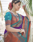 Warm Purple Contrast 1000 Butti Zari Woven Paithani Silk Saree