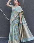 Sky Blue Organza Jaal Zari Woven Saree