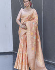 Peach Organza Jaal Zari Woven Saree