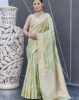 Pastel Green Organza Jaal Zari Woven Saree