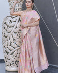 Baby Pink Organza Jaal Zari Woven Saree