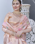 Baby Pink Organza Jaal Zari Woven Saree