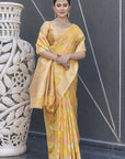 Yellow Organza Jaal Zari Woven Saree