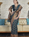 Deep Blue Banarasi Jaal Katan Silk Zari Woven Saree