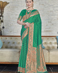 Green Banarasi Katan Silk Zari Woven Saree