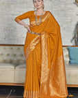 Mustard Banarasi Katan Silk Zari Woven Saree