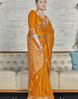 Mustard Banarasi Katan Silk Zari Woven Saree