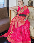 Hot Pink Banarasi Katan Silk Zari Woven Saree