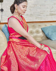 Hot Pink Banarasi Katan Silk Zari Woven Saree