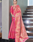 Pink Kanchipuram Silk Jaal Traditional Rich Zari Woven Saree