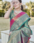 Pink Kanchipuram Tissue Silk Traditional Zari Woven Saree