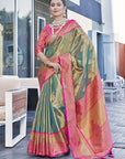 Grey Pure Tissue Zari Woven Saree