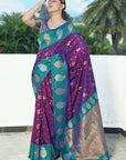 Warm Purple Soft Silk Contrast Zari Woven Saree