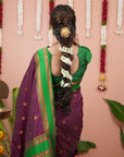 Wine Soft Silk Narayanpeth Paithani Zari Woven Saree with Contrast Weaves