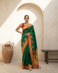 Premium Soft Silk Paithani Saree with Polka Motifs, Peacock Border and Traditional Pallu