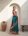 Premium Soft Silk Paithani Saree with Polka Motifs, Peacock Border and Traditional Pallu