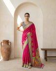 Premium Soft Silk Paithani Saree with Polka Motifs, Peacock Border and Traditional Pallu