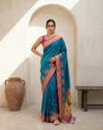 Premium Soft Silk Paithani Saree with Polka Motifs, Peacock Border and Traditional Pallu