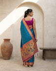 Premium Soft Silk Paithani Saree with Polka Motifs, Peacock Border and Traditional Pallu
