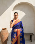 Premium Soft Silk Paithani Saree with Polka Motifs, Peacock Border and Traditional Pallu