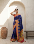 Premium Soft Silk Paithani Saree with Polka Motifs, Peacock Border and Traditional Pallu