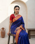 Premium Soft Silk Paithani Saree with Polka Motifs, Peacock Border and Traditional Pallu