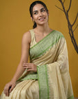 Handloom Soft Silk Saree with Zari Woven Motifs Contrast Traditional Border and Rich Pallu