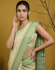 Handloom Soft Silk Saree with Zari Woven Motifs Contrast Traditional Border and Rich Pallu