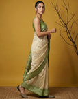 Handloom Soft Silk Saree with Zari Woven Motifs Contrast Traditional Border and Rich Pallu