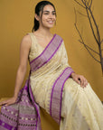 Handloom Soft Silk Saree with Zari Woven Motifs Contrast Traditional Border and Rich Pallu