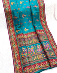 Rama Blue Pure Viscose Silk Position Printed Traditional Saree