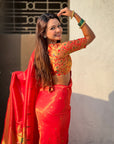 Red Tissue Paithani Zari Woven Saree