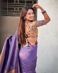 Violet Tissue Paithani Zari Woven Saree