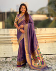 Violet Tissue Paithani Zari Woven Saree