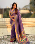 Violet Tissue Paithani Zari Woven Saree