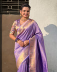 Lavender Tissue Paithani Zari Woven Saree