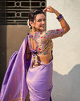 Lavender Tissue Paithani Zari Woven Saree