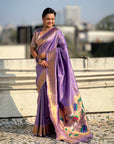 Lavender Tissue Paithani Zari Woven Saree
