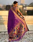 Purple Tissue Paithani Zari Woven Saree