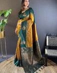 Luxor Gold Soft Silk Floral Border Contrast Zari Woven Saree