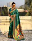 Green Peacock Paithani Zari Woven Saree