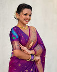 Purple Peacock Paithani Zari Woven Saree